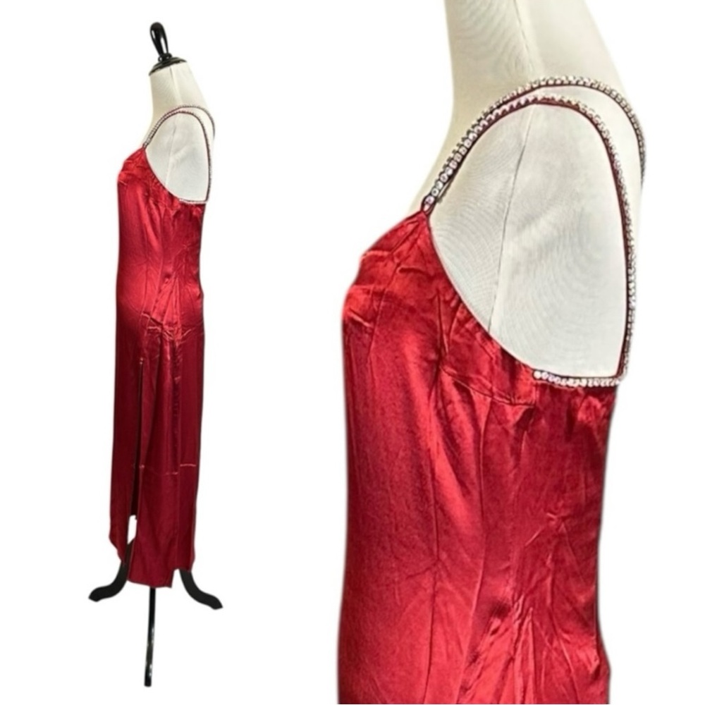 For Love And Lemons Elora Midi Dress Red Medium NWT Evening Party Slit Holiday - Picture 8 of 12
